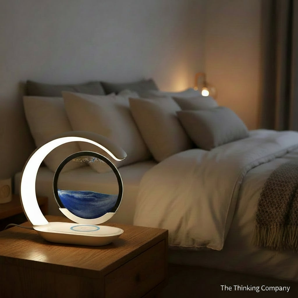 Quicksand Table Lamp with Wireless Charging and 3D Hourglass Sand Art