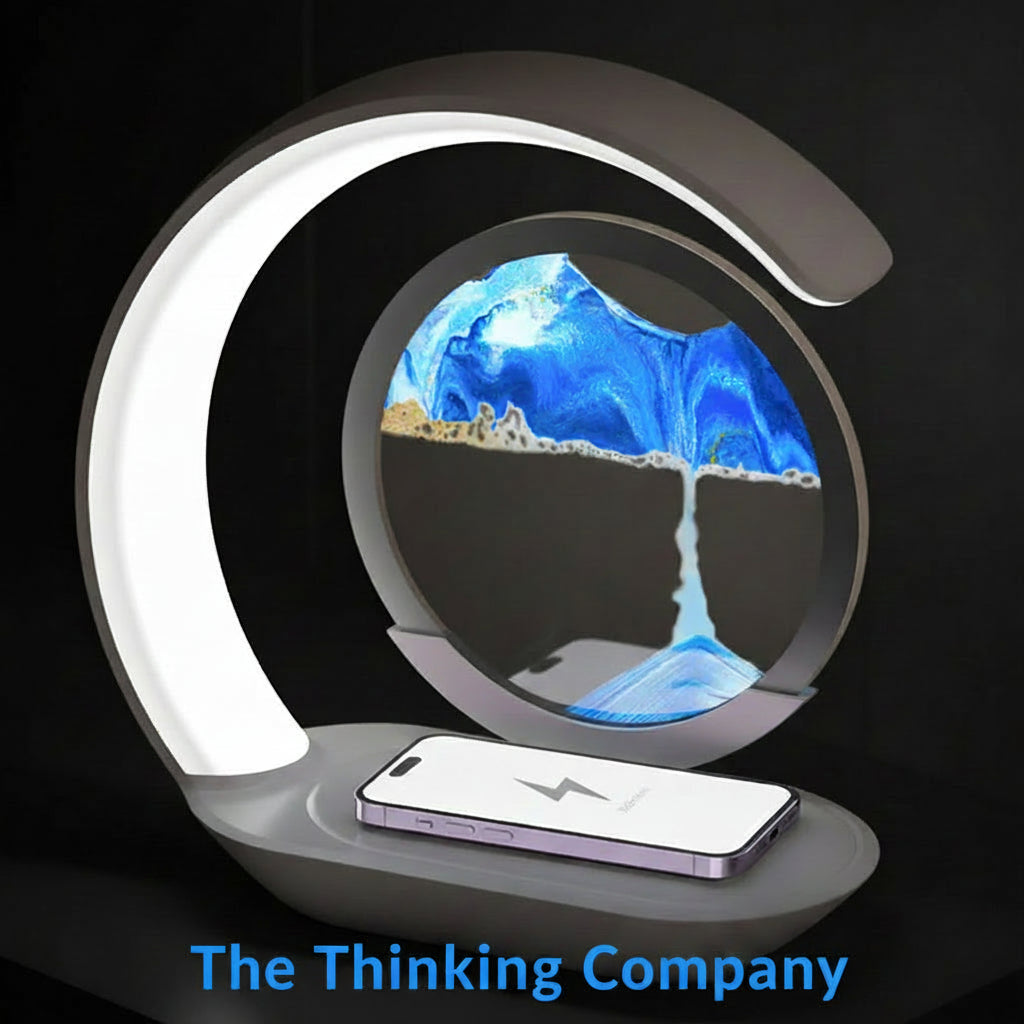 Quicksand Table Lamp with Wireless Charging and 3D Hourglass Sand Art