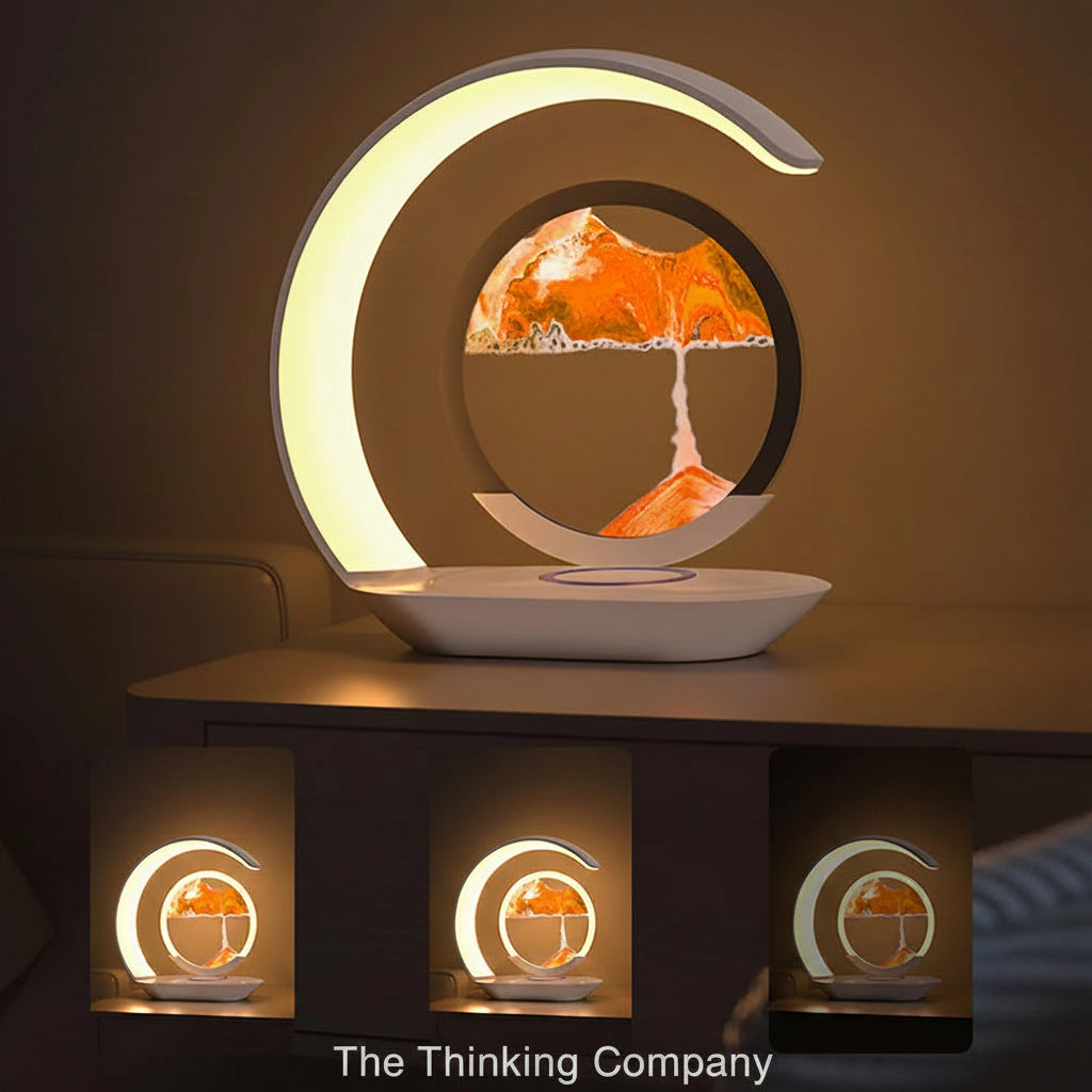 Quicksand Table Lamp with Wireless Charging and 3D Hourglass Sand Art